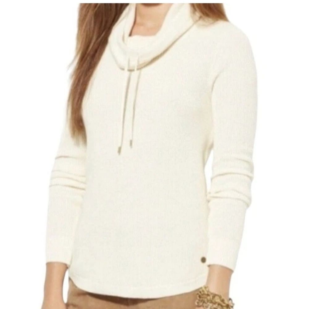 Lauren Ralph Lauren Waffle Knit Cowl Neck Sweater Sz Medium